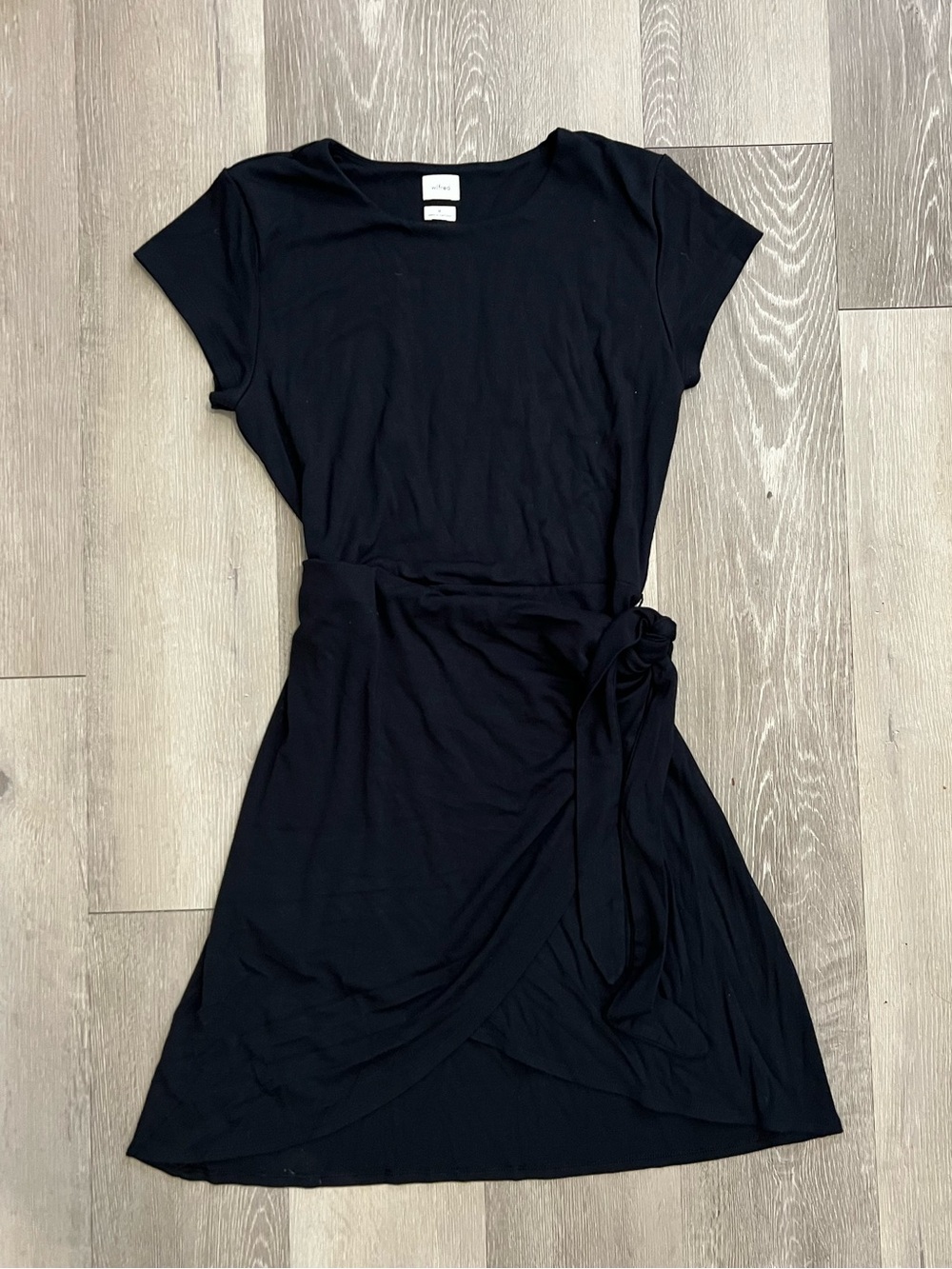 Wilfred Lune Wrap Mini Dress with Side Tie in Black